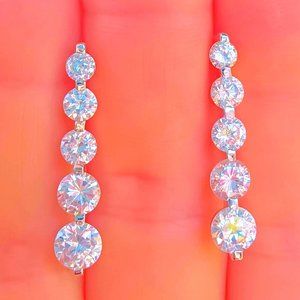 NEW 925 Sterling Silver CZ Cluster Drop Earrings